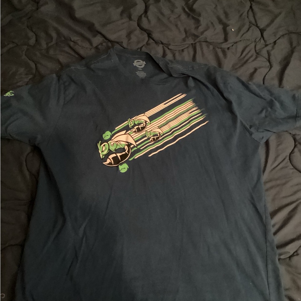 Navy Graphic Tee with Green Accents
